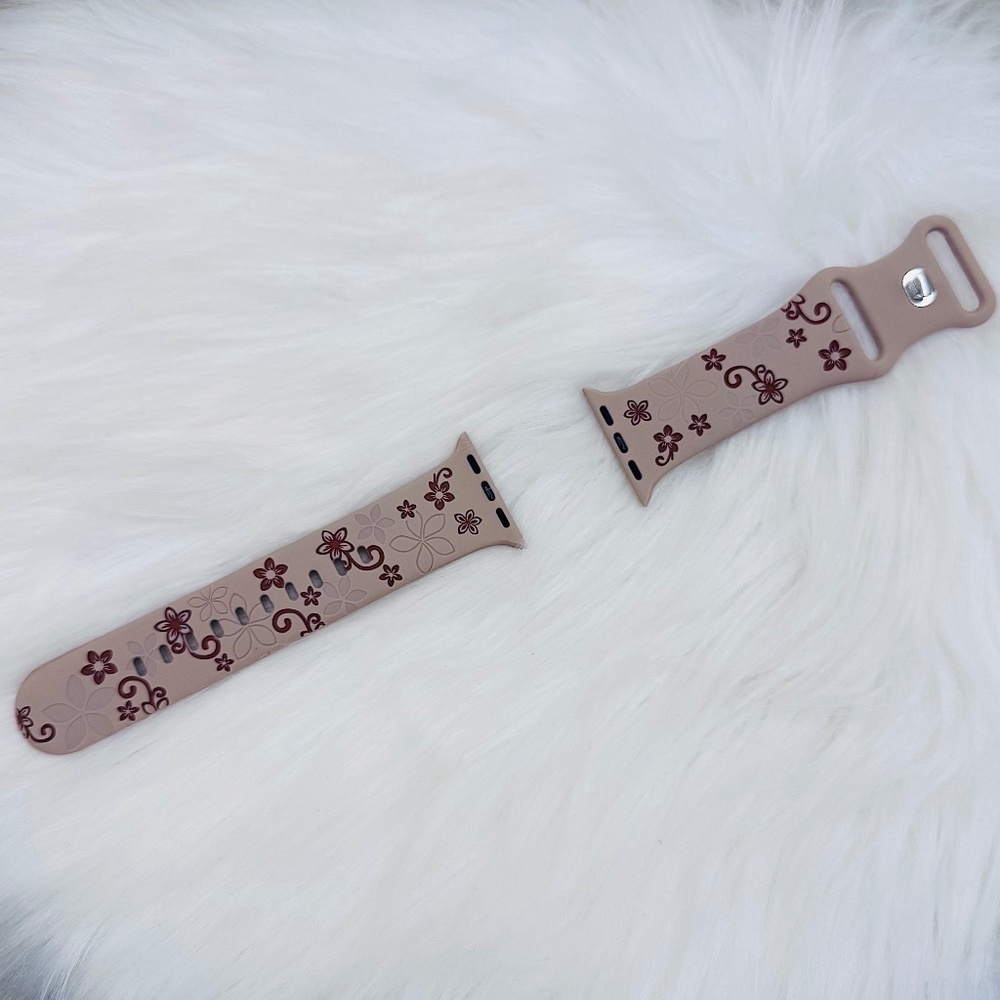 New Floral Watch Band For Apple Watch Series  42mm / 44mm / 45mm /49mm - Latte
